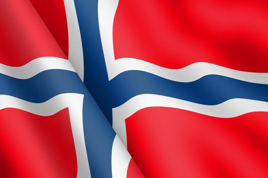 A Norway waving flag 3d illustration wind ripple