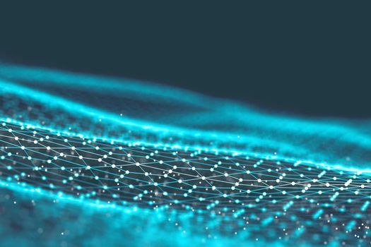 Background 3d grid.Cyber technology Ai tech wire network futuristic wireframe. Artificial intelligence . Cyber security background