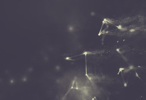 Abstract Black Geometrical Background . Connection structure. Science background. Futuristic Technology HUD Element . onnecting dots and lines . Big data visualization and Business .