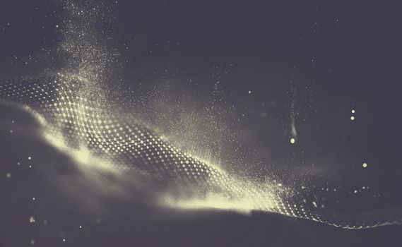 3d wave points fractal grid. Futuristic science infographic. Sound visualization