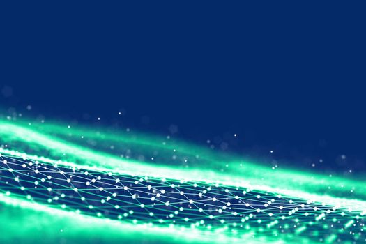 Background 3d grid.Cyber technology Ai tech wire network futuristic wireframe. Artificial intelligence . Cyber security background
