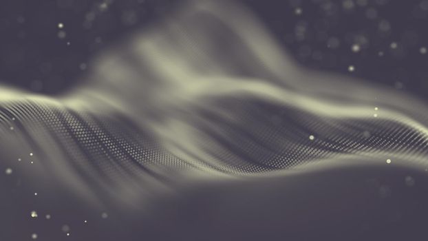 Data technology abstract futuristic illustration . Low poly shape with connecting dots and lines on dark background. 3D rendering