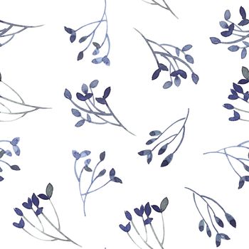 Watercolor leaves on white background - decorative organic seamless pattern.