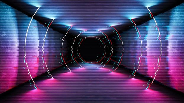 Futuristic pattern with glitch digital design. Internet technology. Abstract pixel light effect.