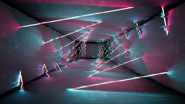 Glitch effect neon lamps design. Geometric trendy minimal design.