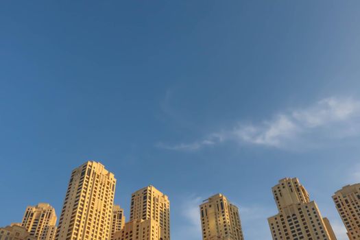 Dubai hotels at summer day.