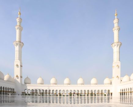 Arabic Sheikh zayed mosque on white background. United arab emirates, middle east. Famous landmark.