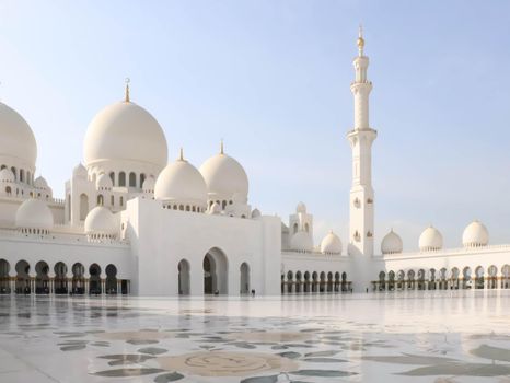 Arabic Sheikh zayed mosque on white background. United arab emirates, middle east. Famous landmark.