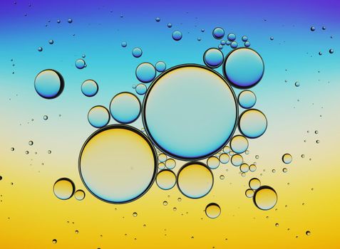Oil Bubbles Isolated on White Background, Closeup Collagen Emulsion in Water. Illustration.
