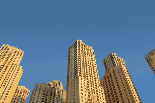 Dubai hotels at summer day.