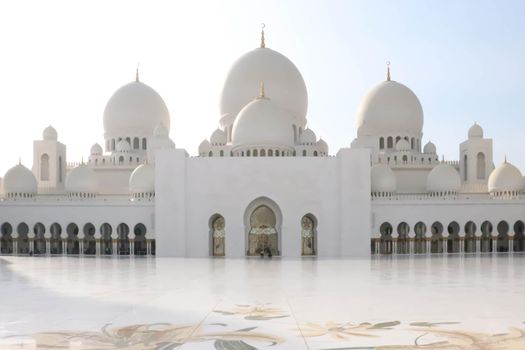 Arabic Sheikh zayed mosque on white background. United arab emirates, middle east. Famous landmark.