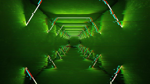 Fantasy advertising for game screen. Technology concept of vhs design. Music neon background.