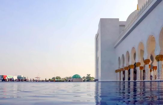 Arabic Sheikh zayed mosque on white background. United arab emirates, middle east. Famous landmark.