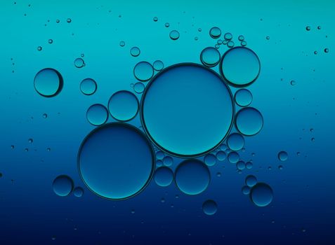 Oil Bubbles Isolated on White Background, Closeup Collagen Emulsion in Water. Illustration. Gold Droplets.