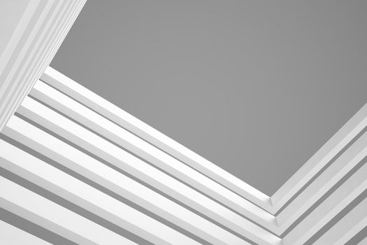 Abstract Architecture Background. Empty White Futuristic Room. 3d Render