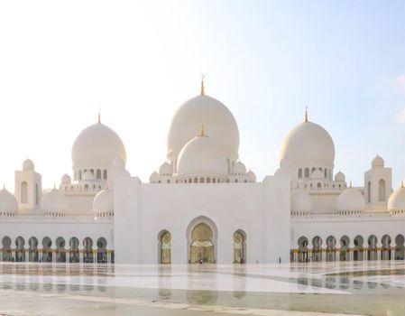 Arabic Sheikh zayed mosque on white background. United arab emirates, middle east. Famous landmark.