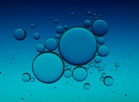 Oil Bubbles Isolated on White Background, Closeup Collagen Emulsion in Water. Illustration.