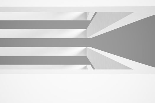 Abstract Architecture Background. Empty White Futuristic Room. 3d Render