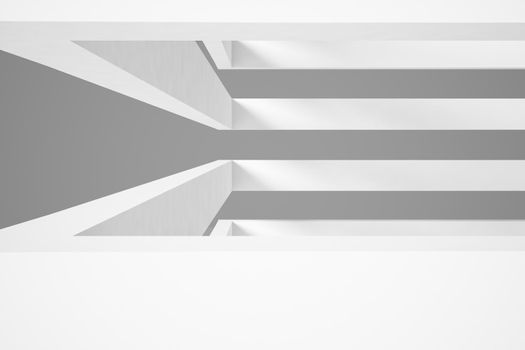 Abstract Architecture Background. Empty White Futuristic Room. 3d Render