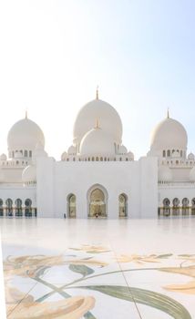 Arabic Sheikh zayed mosque on white background. United arab emirates, middle east. Famous landmark.