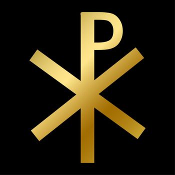 Chi rho symbol isolated. Christianity, catholicism religious golden sign on white background vector design illustration. Gold bible element. Faith and belief concept