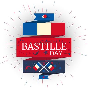 Happy Bastille Day Celebration Banner. France Independence Greeting. Vector