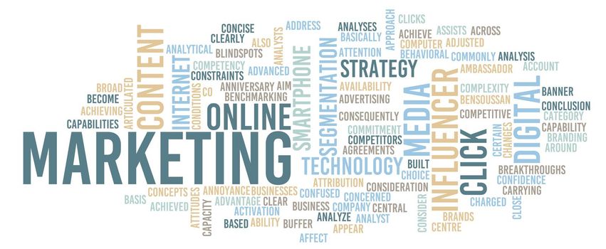 Online Marketing and Digital Management Strategy Concept Background