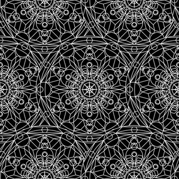 Black White Monochrome Mandala Boho Seamless Pattern. Vector