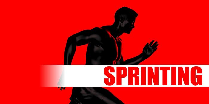 Sprinting Concept with Fit Man Running Lifestyle