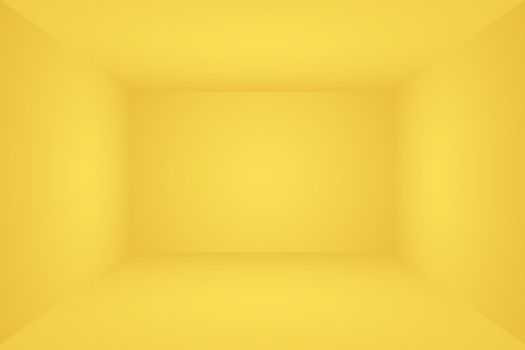 Abstract solid of shining yellow gradient studio wall room background. 3D Room