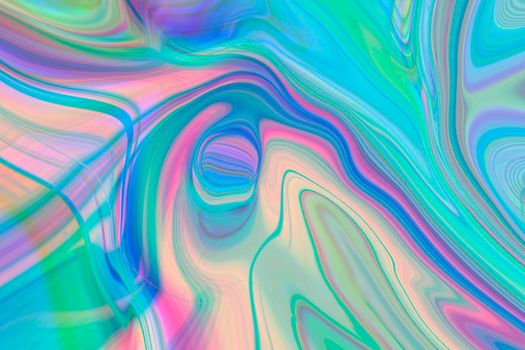 Abstract textured iridescent multicolored liquid background.