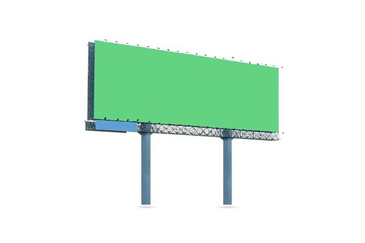 Big green blank billboard for rental isolated on white background.