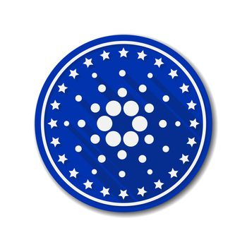 Cardano coin. Crypto currency blockchain coin Cardano ADA symbol vector illustration