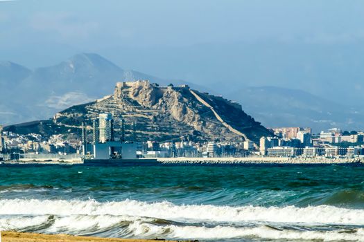Views of the coast of Alicante from Urbanova beach in summer