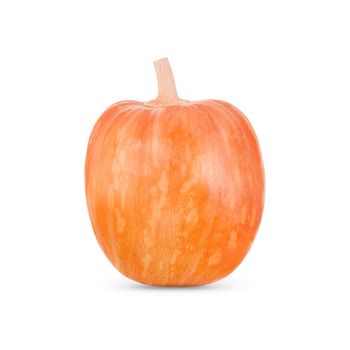 Orange pumpkin isolated on white background with shadow.