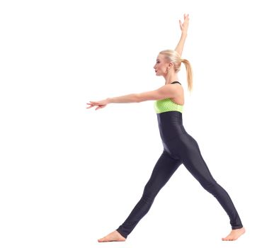 Perfect form. Studio shot of a graceful female gymnast posing wearing sexy slim-fit sportswear isolated copyspace gym gymnastics trainer coach concept