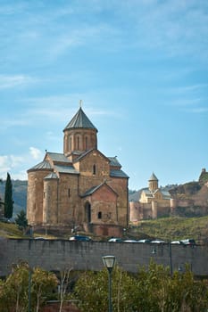 Assumption Church or Metekhi Temple. Historical religious building in Tbilisi.