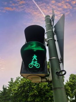 Green and red traffic lights for pedestrian and bicycles found in Germany