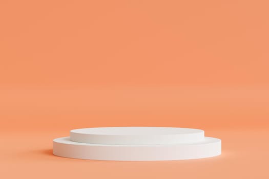 Cylinder podium or pedestal for products or advertising on beige peach background, minimal 3d illustration render