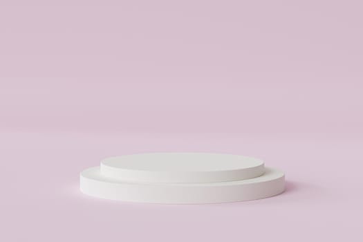 Cylinder podium or pedestal for products or advertising on pastel pink background, minimal 3d illustration render