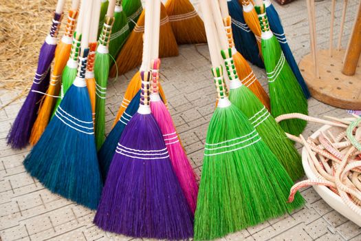 Brooms of different colors. Porcijunkulovo 2019