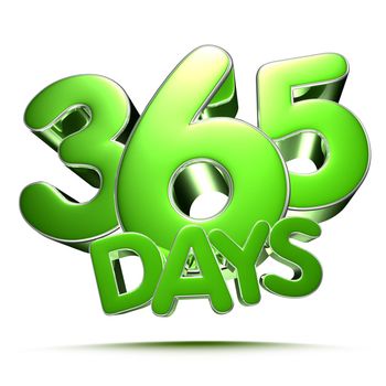 365 days green 3D illustration isolated on a white background with clipping path.