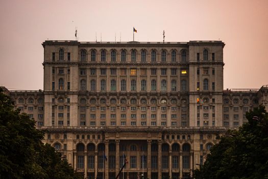 Palace of Parliament at night time, Bucharest, Romania