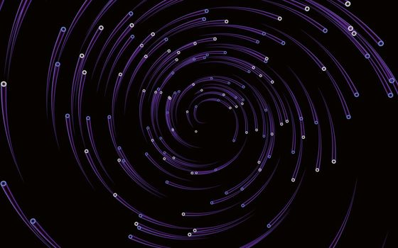 Abstract blue-violet background with a magic swirl of small glowing worms. Beautiful design of rotation frame. Mystical portal. Rotating lines. Glow ring. Magic neon light. Spiral glint lines.