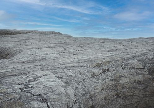 3D rendering. Mountain stone plateau landscape. Empty stage suitable for car vehicle placement. Midday blue sky on background.