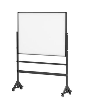Mobile school whiteboard on wheels, isolated on white background